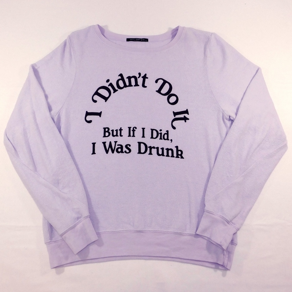 Wildfox Purple Didn't Do It Drunk Sweater Small